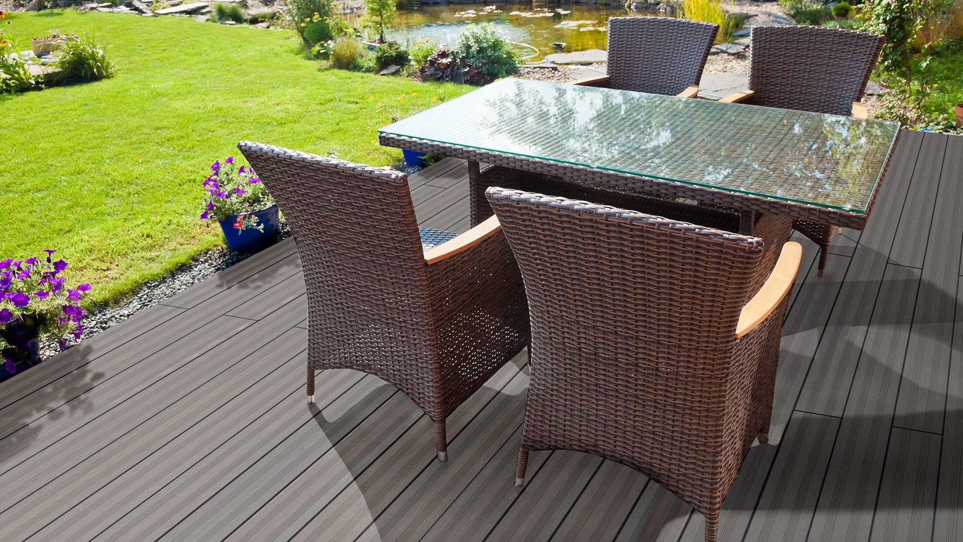 Terrace decking dining table